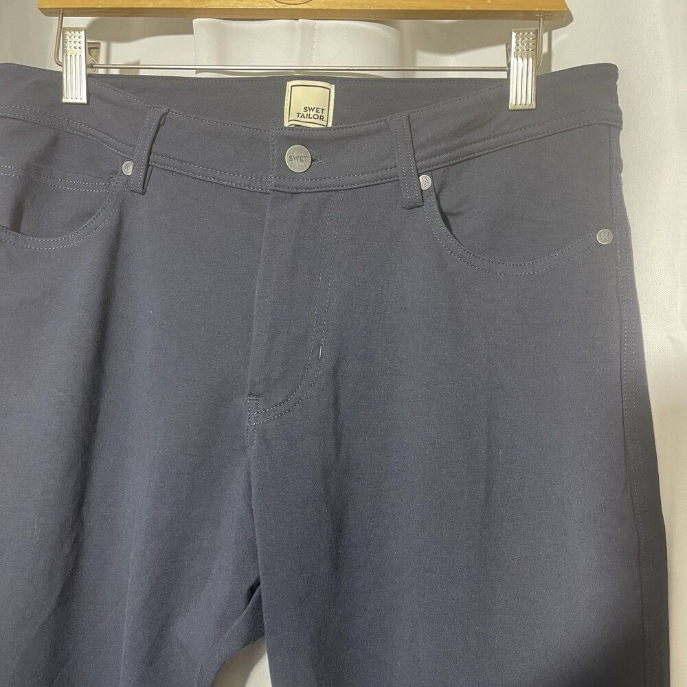 Swet Tailor All-In Pants Mens 31x32 Navy Blue Stretch Cotton Chino 5-Pocket